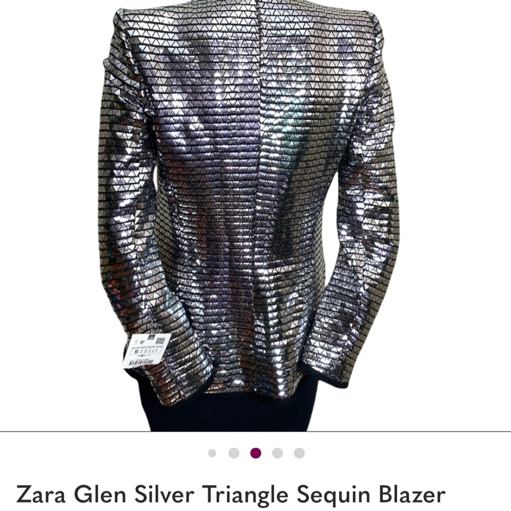 Zara Metallic Silver Blazer - Picture 3 of 14